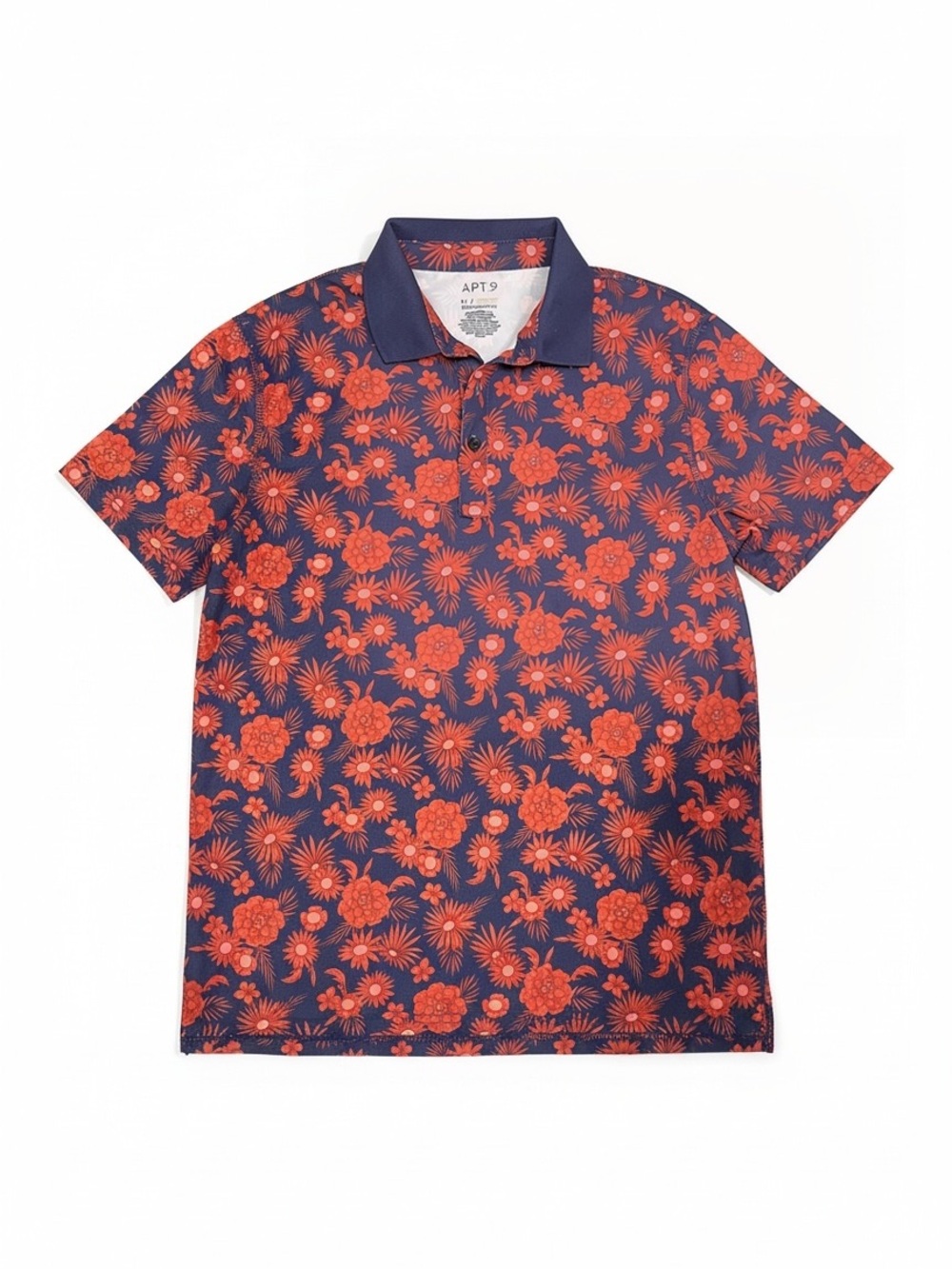 Apt. 9 Navy Polo with Red Floral Print